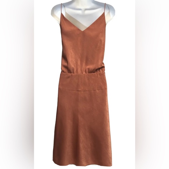 Women’s Banana Republic Orange Blouson Spaghetti Strap Dress Size 8 - Picture 2 of 8